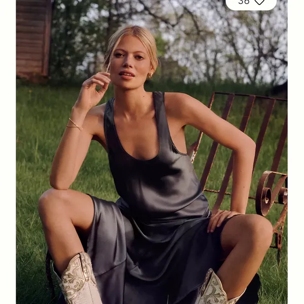 By Anthropologie Seamed Silk Midi Dress - Image 7