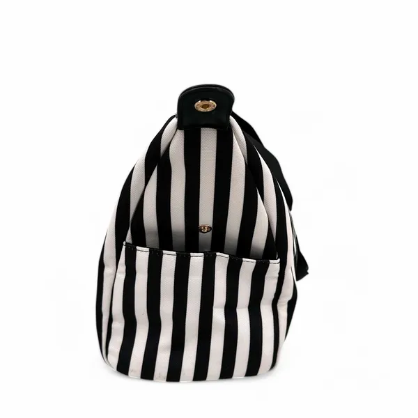 Alice + Olivia Duffle Bag Black and White Positano Stripe Weekender Tote - Image 11