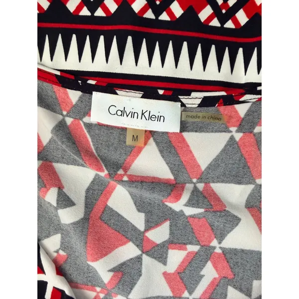 Calvin Klein Red White Black Sleeveless Top Medium - Image 3