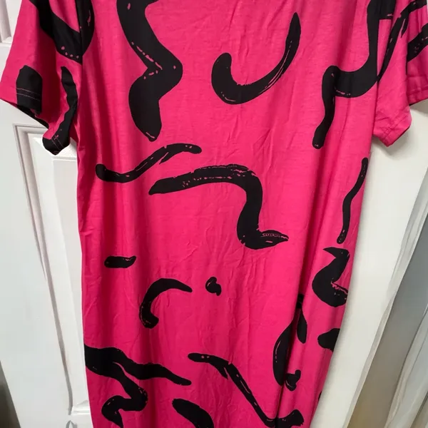 Emery Rose Pink Black Abstract Maxi Dress XL Pockets Summer Flowing NWT - Image 7