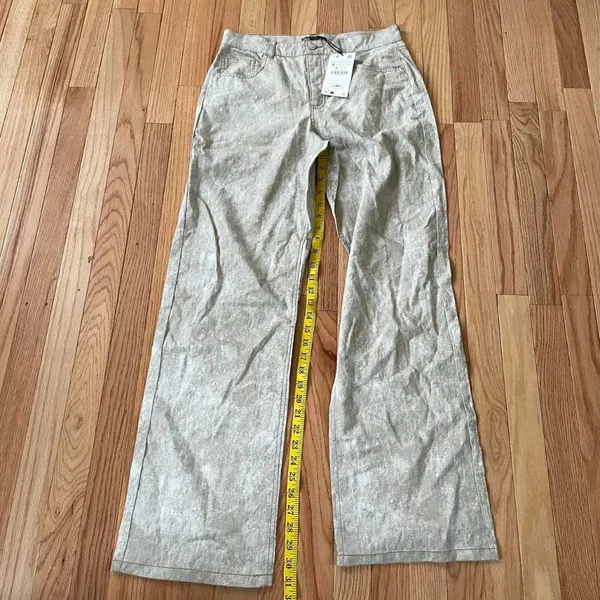 Zara Gray Wide Leg Pants Womens Small Linen Cotton NWT Coastal Minimalist - Image 6