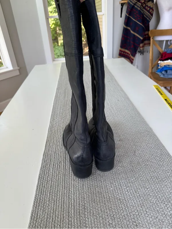 Lucky Brand Black Leather Knee High Riding Boots Sz 8 - Image 9