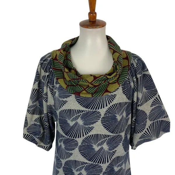 Anthropologie Aoyama Dress Medium Gray Knot Short Sleeve Boho Chic - Image 2