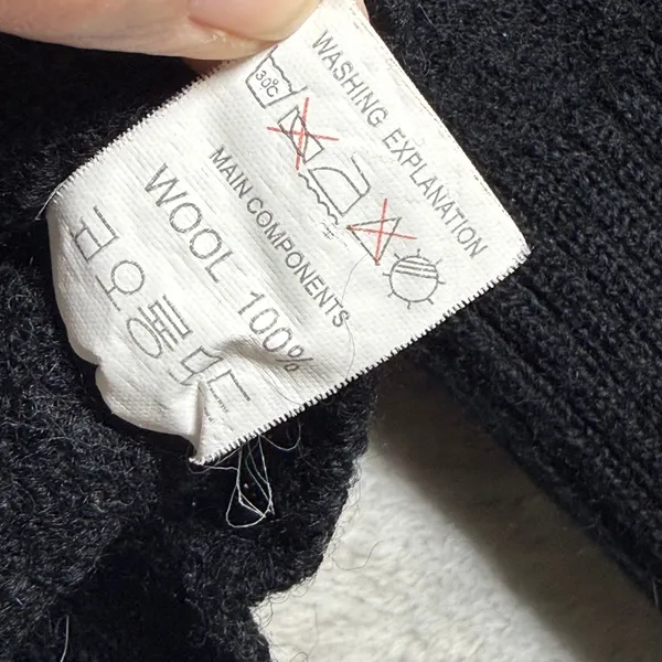 Meister Vintage 80s 100% Wool Black Abstract Embroidered Crew Neck Sweater Small - Image 5