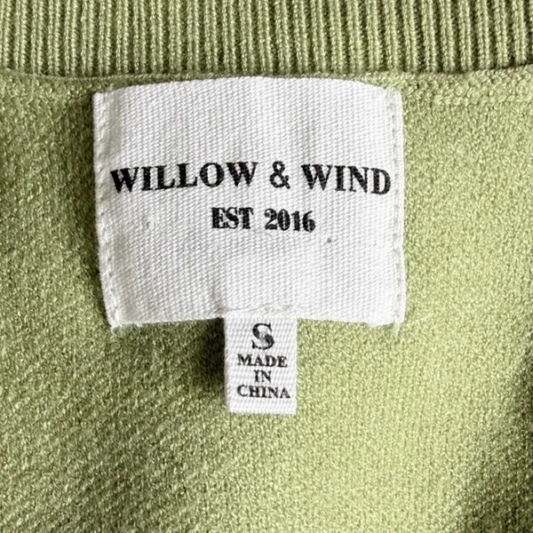Willow & Wind Sage Green Button Front Cardigan White Stitch Trim Sz S NEW No Tag - Image 3