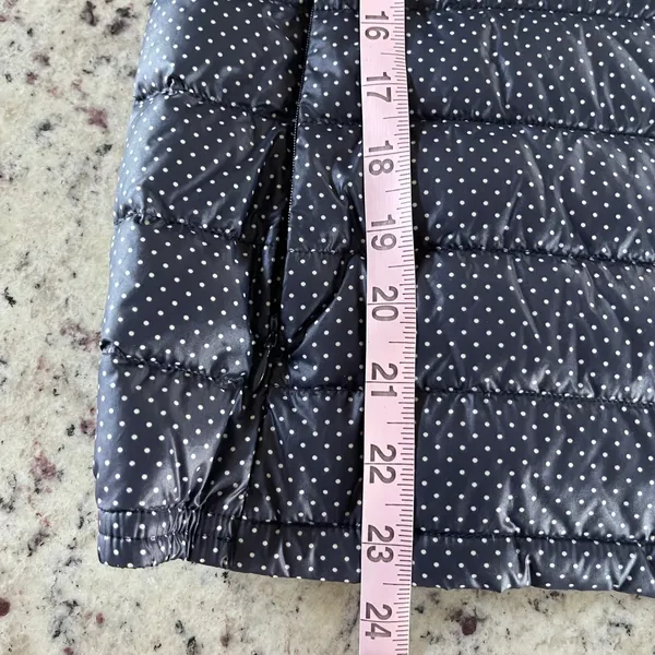 Uniqlo Ultra Light Down Jacket‎ Womens S Navy Polka Dot Puffer Full Zip Packable - Image 7