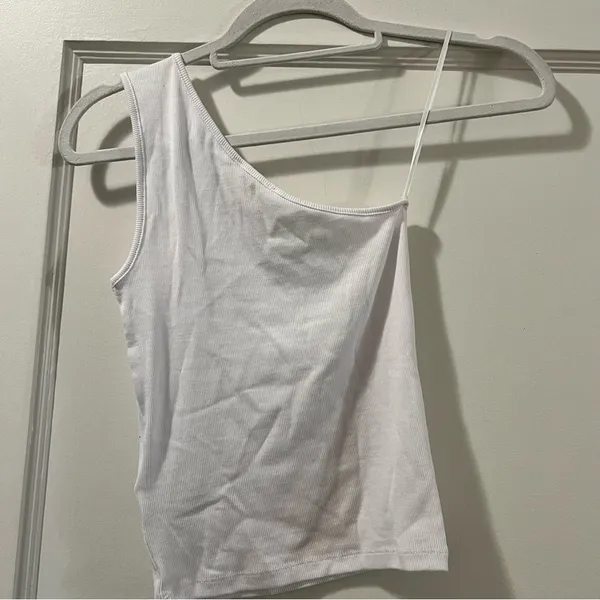 Madewell Brightside Rib One-Shoulder Tank in Eyelet white Size XSmall NWT - Image 8