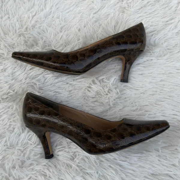 Karen Scott Women's Animal Print Heels Pumps Slip-On Shoes Brown Size 7.5M - Image 3