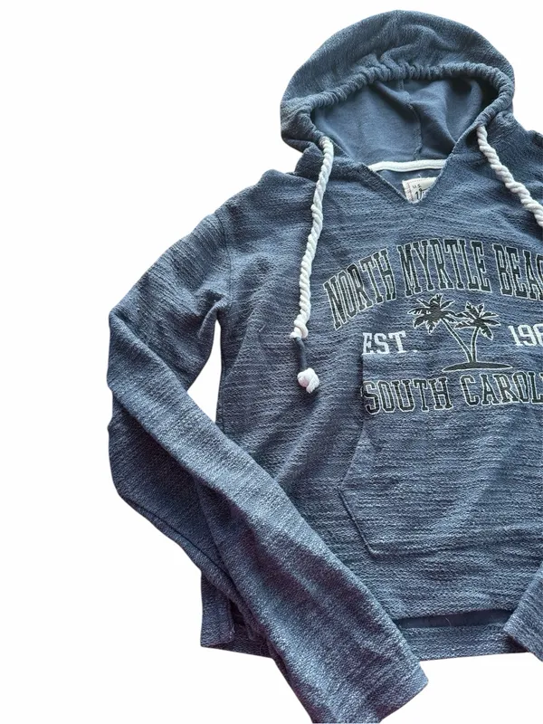 U.S. Vintage Collection North Myrtle Beach SC Blue Hooded Sweatshirt Crop XL - Image 2