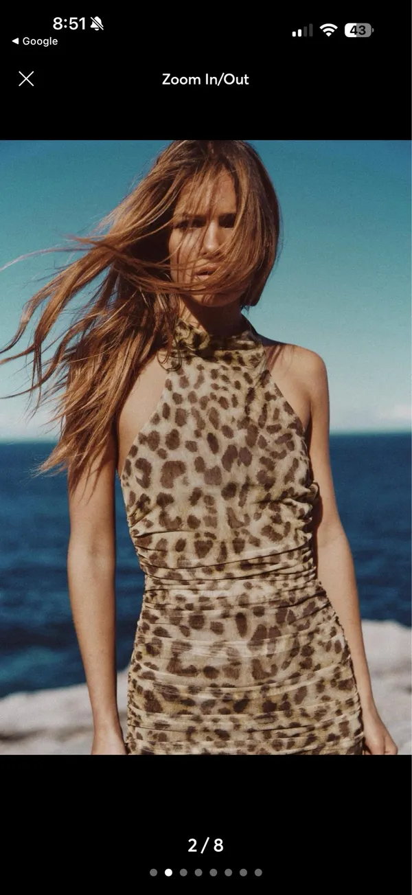 Zara Leopard-Print Ruched Midi Dress in Tan - Image 2