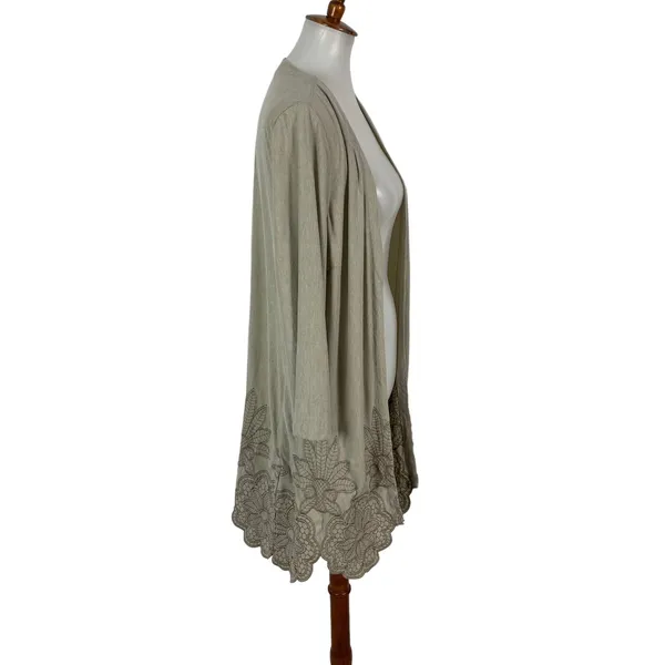 Soft Surroundings XL Tan Drape Open Front Long‎ Sleeve Cardigan Layering - Image 4
