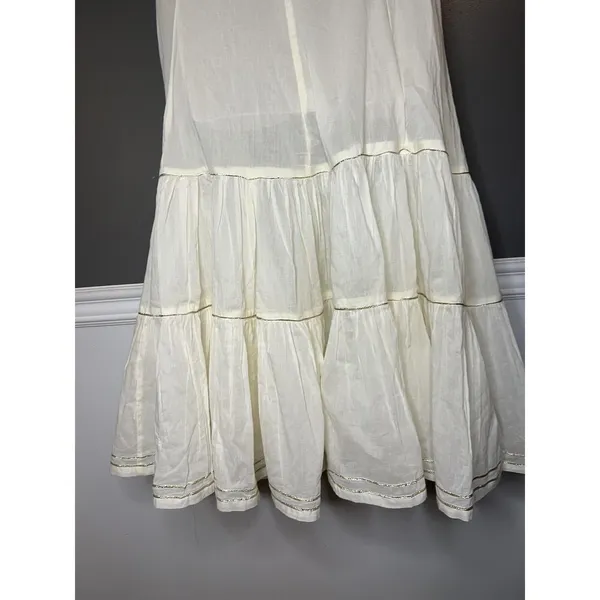 Source Unknown White Tiered Flowy Maxi Dress Womens 36 Sleeveless V Neck Boho Summer Casual - Image 10