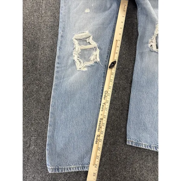Levi’s 501 Original Jeans Women’s Approx W27 Light Wash Distressed Button Fly - Image 11