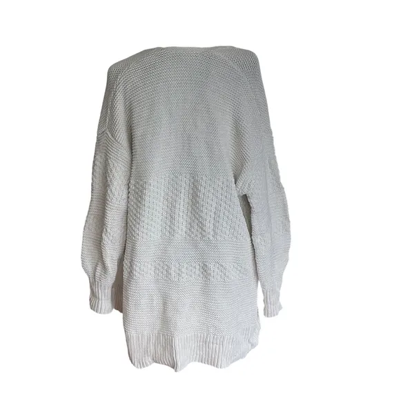 Gap For Good Textured Open Front Cardigan‎ Sweater Cream White Chunky Knit Small - Image 2