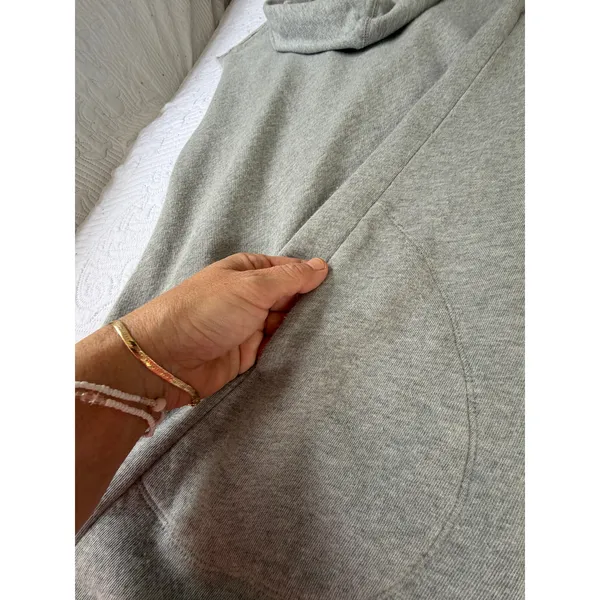 Zadig & Voltaire Amour Hooded Sweatshirt Dress Medium Gray Cotton Modal Pocket - Image 8