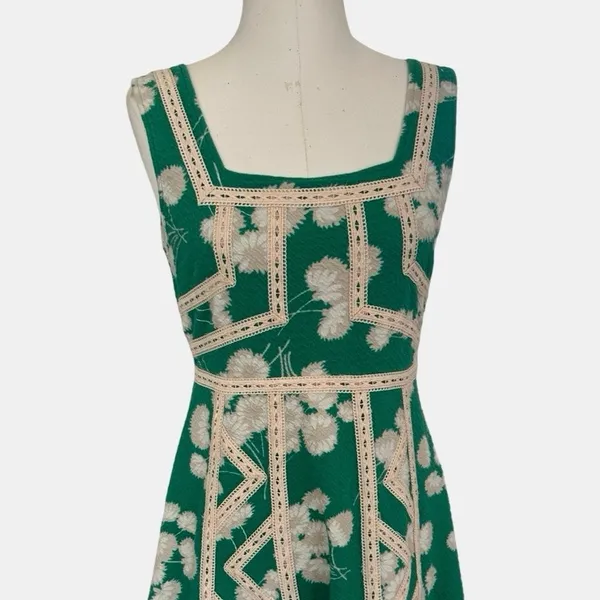 Maeve Anthropologie Emma Dandelion Print Dress Green Floral Size 10 Feminine - Image 6