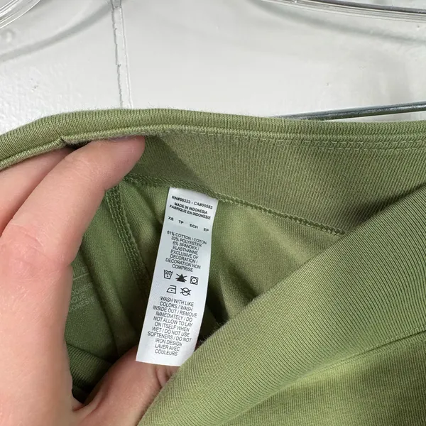 Nike Green Cotton Blend Embroidered Swoosh Ankle Crop Leggings XS Athleisure Gym - Image 3