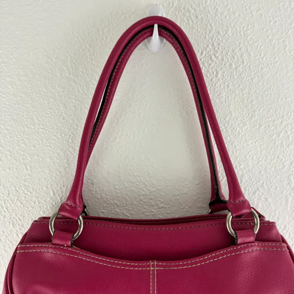 CRAZY HORSE Vintage 90s Y2K Hot Pink Faux Leather Barbiecore Shoulder Bag Purse - Image 4