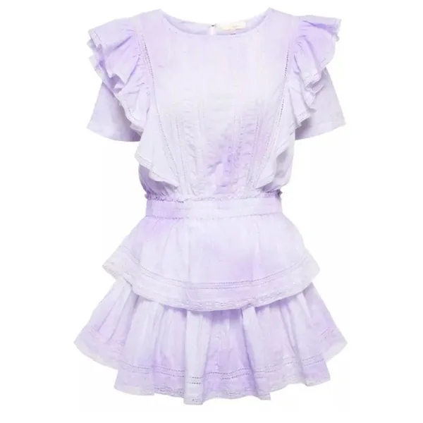 Love Shack Fancy Natasha Heritage mini ruffle dress‎ purple size large pastel - Image 7