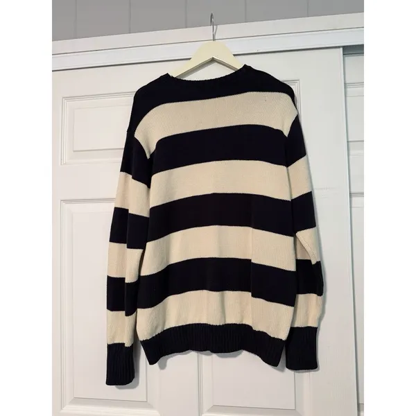 John Galt Brandy Melville Blue White Stripes Fisherman Copenhagen Chunky Sweater - Image 3