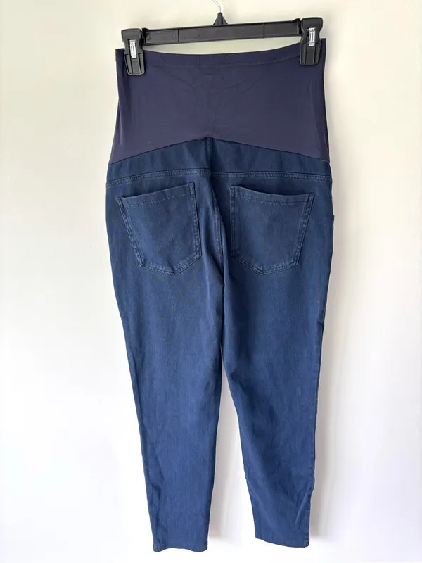 Halara Maternity Blue Stretchy Jean Jeggings Over Belly Panel - Image 7