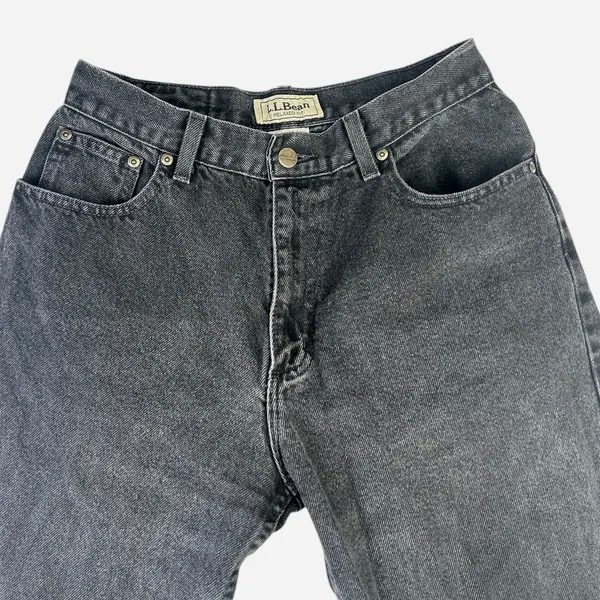 L.L. Bean Women's Black High Rise Relaxed Fit Straight Leg Denim Jeans Size 8R - Image 3