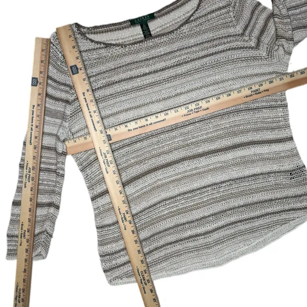 LRL Ralph Lauren Sweater Top XL Neutral Loose Knit Tunic Top Cotton Blend Beachy - Image 7