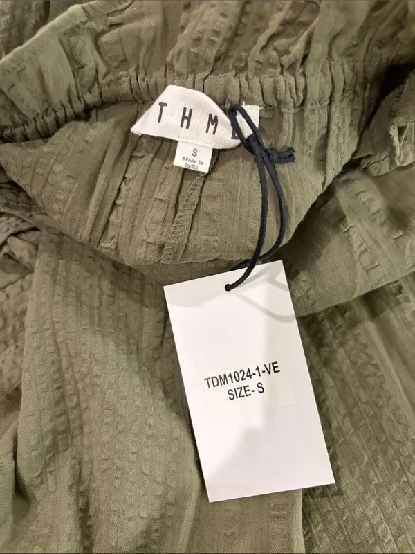 New With Tags THML Puff Sleeve Olive Top Sz S - Image 11
