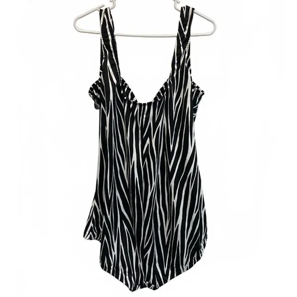 Maxine of Hollywood Zebra Spa Shirred One Piece Swimsuit Plus Size 24W - Image 4