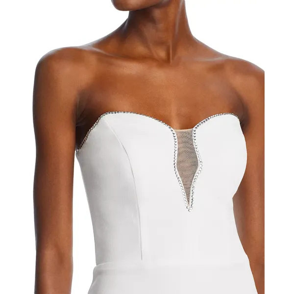 AQUA‎ Rhinestone Embellished Strapless Crepe Midi Dress Size 6 New - Image 5