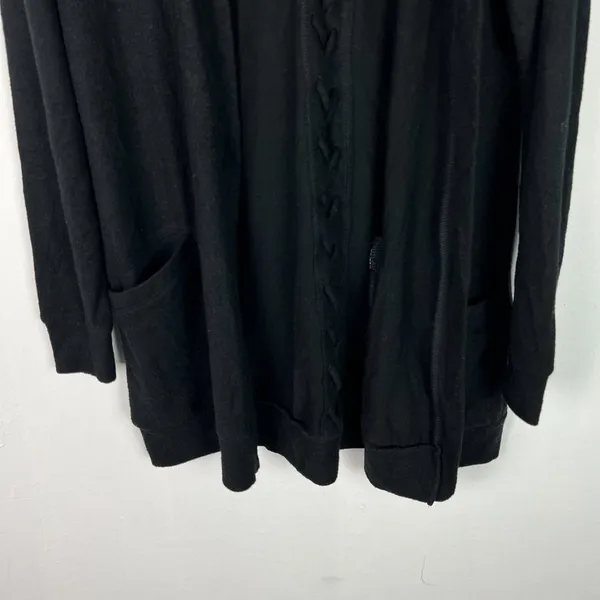 NWT Chaser Long Sleeve Lace Back Hooded Open Cardigan Black Size Medium M NEW - Image 3