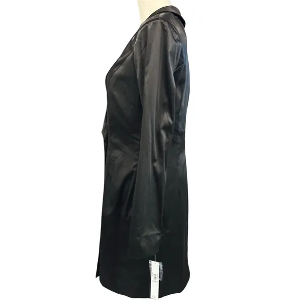 Clover and Sloane NWT Black Satin Tuxedo Blazer Dress Shawl Collar US 10 Gothic - Image 5