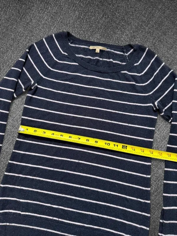 Gap Navy Blue Striped Long Sleeve Button Cuff Sweater - Image 6