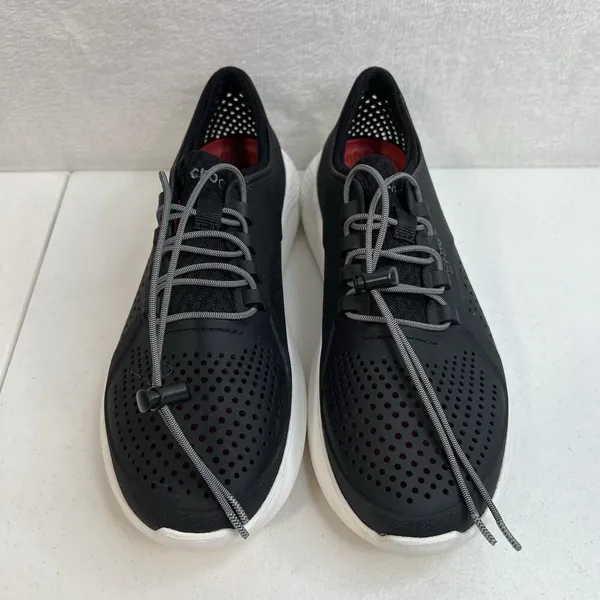 Crocs Sz 9 LiteRide Pacer Lace Up Sneaker Women's Lightweight Black Croslite‎ - Image 6