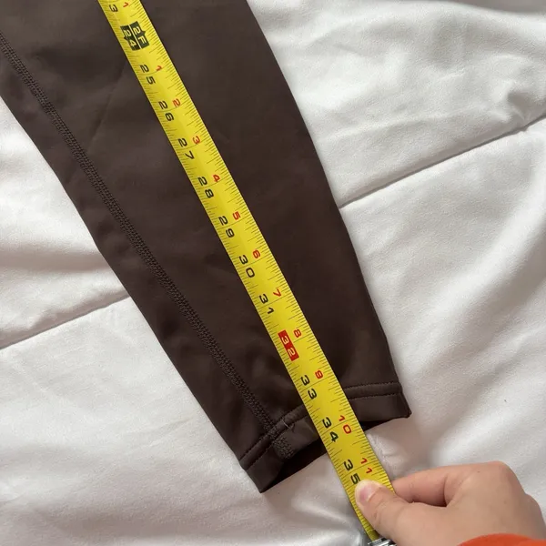Womens Size Medium Leggings Activewear Running Yoga Brown‎ Pockets Nylon Blend - Image 3