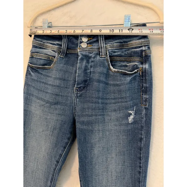 Artemis Vintage Womens High Rise Double Button Flare‎ Jeans Distressed - Image 4