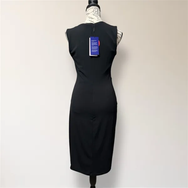 Honeylove InnerPower Shaping Midi Dress M Black Ruched Crepe Cocktail Attire NWT - Image 5