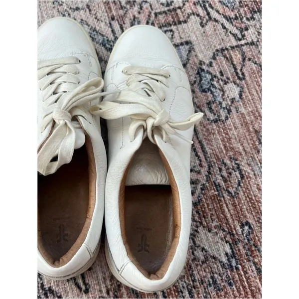 Frye Ivy Low Lace Up White Sneakers Leather Size 8.5 Shoes - Image 11