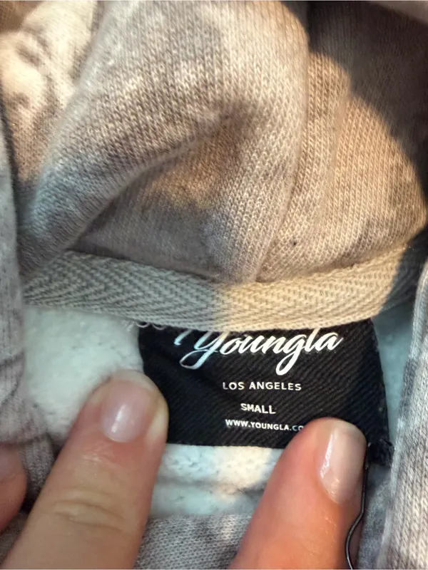 YoungLA Women’s Grey Camo Layover Hoodie Size Small Oversized NEW - Image 6