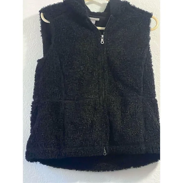 J.Crew faux Fur vest Black Shaggy full zip Small - Image 2