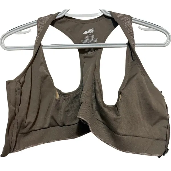 Avia Women's Beige Padded Razorback Front Zip Sports Bra Size L - Image 2