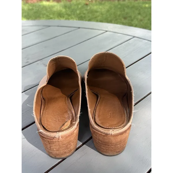 Frye Ray Leather Mules Womens Size 9.5 M Tan Natural Slip On Clogs Flat Shoes - Image 5