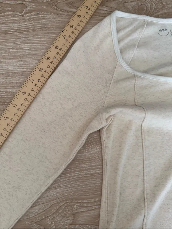 Aerie Medium NEW Henley Bodysuit Long Sleeve Neutral Heather Minimal - Image 6