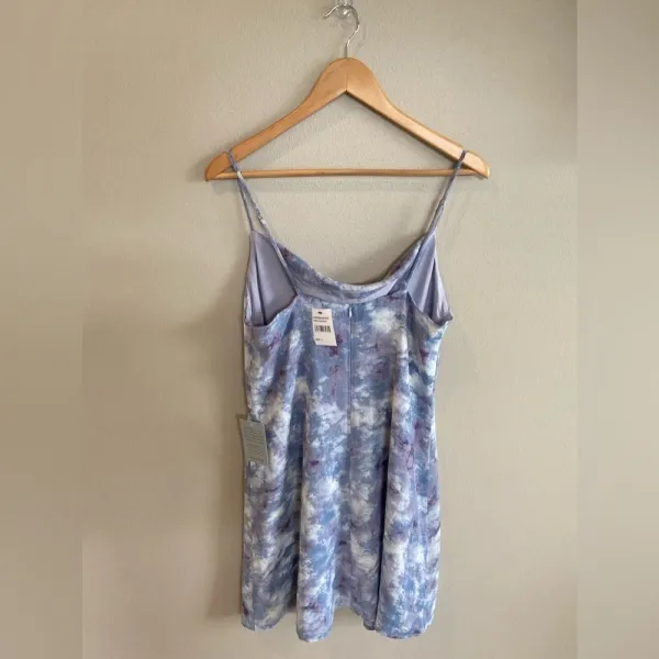 ASTR THE LABEL Purple Marble Spaghetti Strap Mini‎ Dress Large Scoop Neck NWT - Image 2