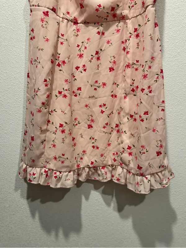 Altar’d State Blush Pink Floral Ruffle Mini Dress Size Large L - Image 4