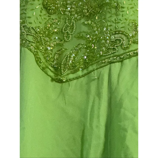 Vintage Alyce Designs Lime Green High Slit Formal Dress Sequins 6 prom wedding - Image 3