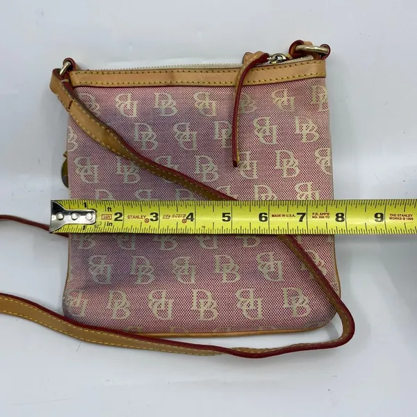 Dooney & Bourke Light Red Tan Fabric Crossbody Bag - Image 5