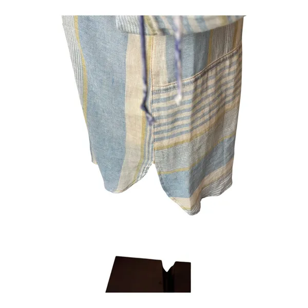 Soft Surroundings‎ Shirt Women Medium Blue Floreale Striped Popover Linen Top - Image 7