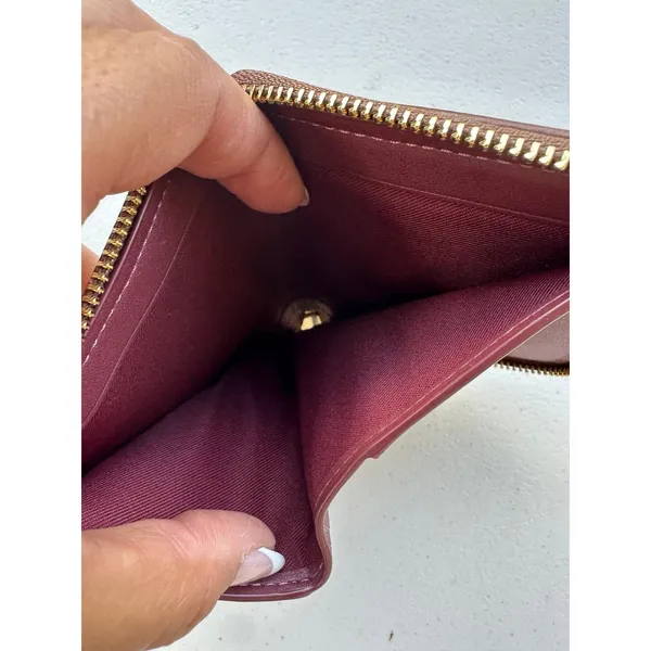 NWOT Coach CH389 Signature Jacquard Pebble Leather Trim Small Zip Around Wallet - Image 5