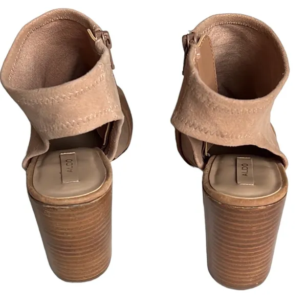 Aldo Barefoot Nude Peep Toe Suede Ankle‎ Booties Size 8 - Image 5